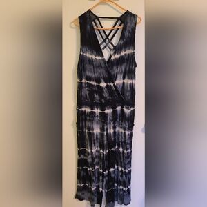 Livi Active Black and White Tie-Dye Jumpsuit